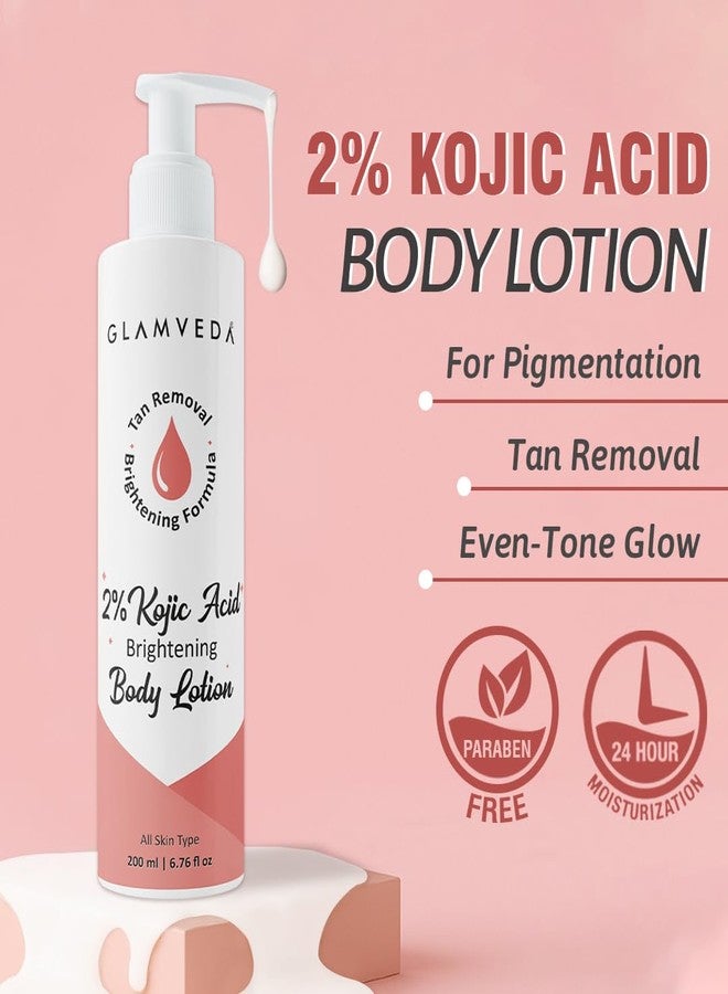 Glamveda Body Lotion with 2% Kojic Acid & Alpha Arbutin 200ml Pack of 1 | 24hr Deep Moisturizer for Dry Skin, Nourishes & Protect Skin | Remove Dark Spots, Pigmentation, Tan Removal | Non Greasy | All Skin Type - Image 2