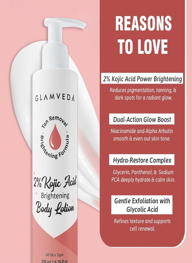 Glamveda Body Lotion with 2% Kojic Acid & Alpha Arbutin 200ml Pack of 1 | 24hr Deep Moisturizer for Dry Skin, Nourishes & Protect Skin | Remove Dark Spots, Pigmentation, Tan Removal | Non Greasy | All Skin Type - Image 5