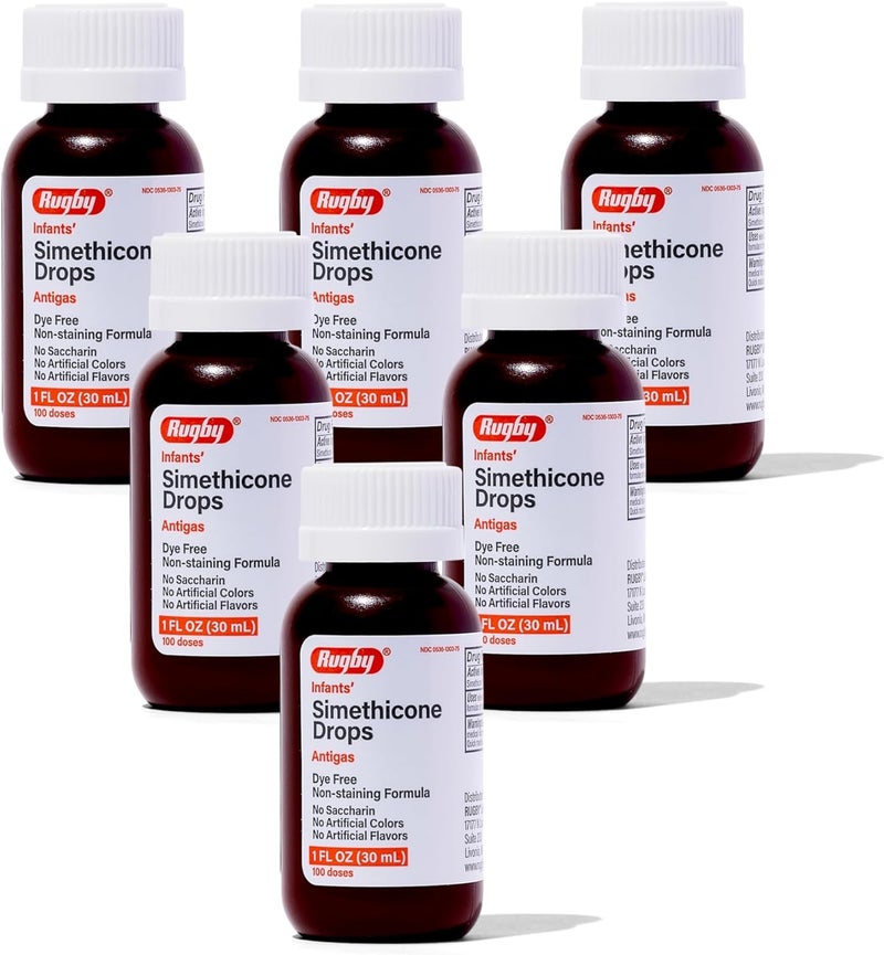 MAJOR MAJOR Rugby Infants' Gas Relief Drops - Simethicone 20 mg Gas Relief Liquid for Newborns, Babies, Toddlers and Kids - No Artificial Colors, Flavors or Dyes - 1 Fl Oz (6 Pack) 