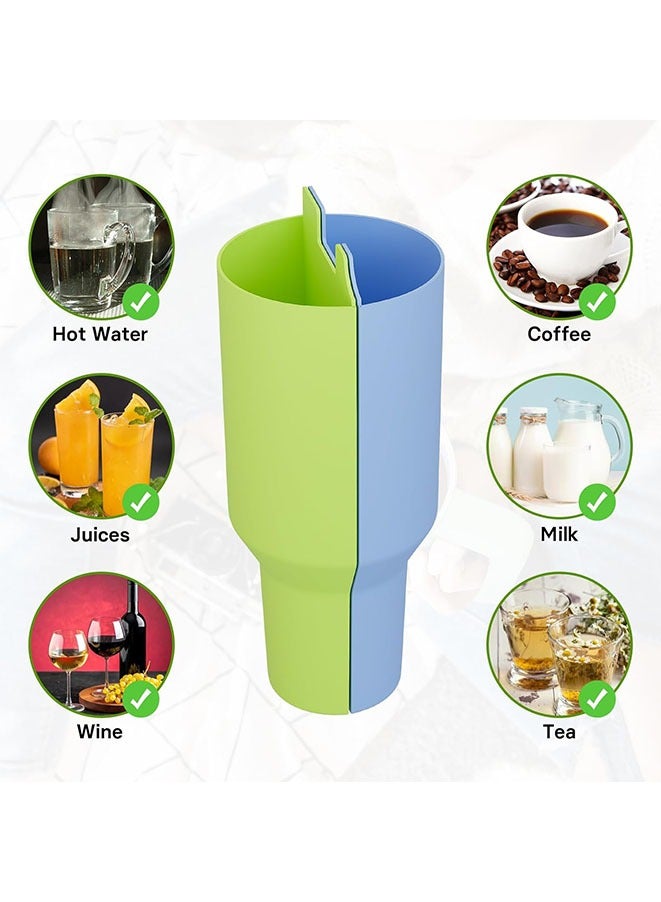 Stanley Cup Divider Insert - Two Drinks One Cup Silicone Divider Liner for 40oz Stanley Tumbler Silicone Double Inner Tray Stanley Cup Accessories Reusable Liner for Dual-Sided Drink(Green/Blue)  - Image 5