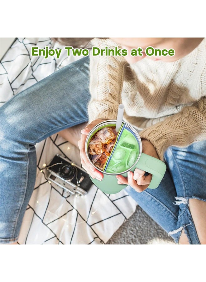 Stanley Cup Divider Insert - Two Drinks One Cup Silicone Divider Liner for 40oz Stanley Tumbler Silicone Double Inner Tray Stanley Cup Accessories Reusable Liner for Dual-Sided Drink(Green/Blue)  - Image 2