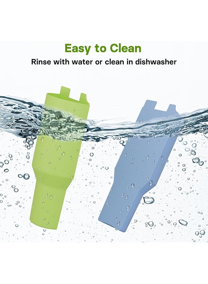 Stanley Cup Divider Insert - Two Drinks One Cup Silicone Divider Liner for 40oz Stanley Tumbler Silicone Double Inner Tray Stanley Cup Accessories Reusable Liner for Dual-Sided Drink(Green/Blue)  - Image 4