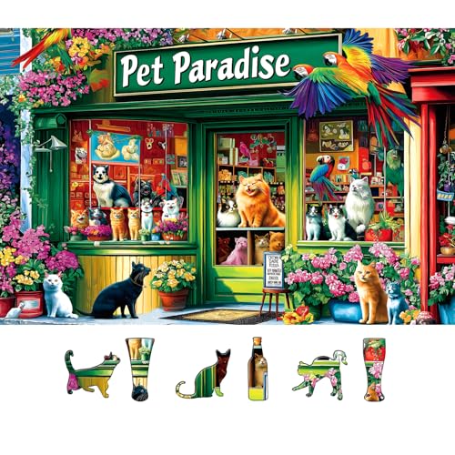 MINIWAN 500 Piece Jigsaw Puzzle Relaxing Pet Shop Scene for Adults Challenging Family Activity Great for Fun Leisure Finished Size 23 x 15 inches - Image 1