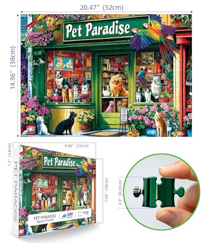 MINIWAN 500 Piece Jigsaw Puzzle Relaxing Pet Shop Scene for Adults Challenging Family Activity Great for Fun Leisure Finished Size 23 x 15 inches - Image 5