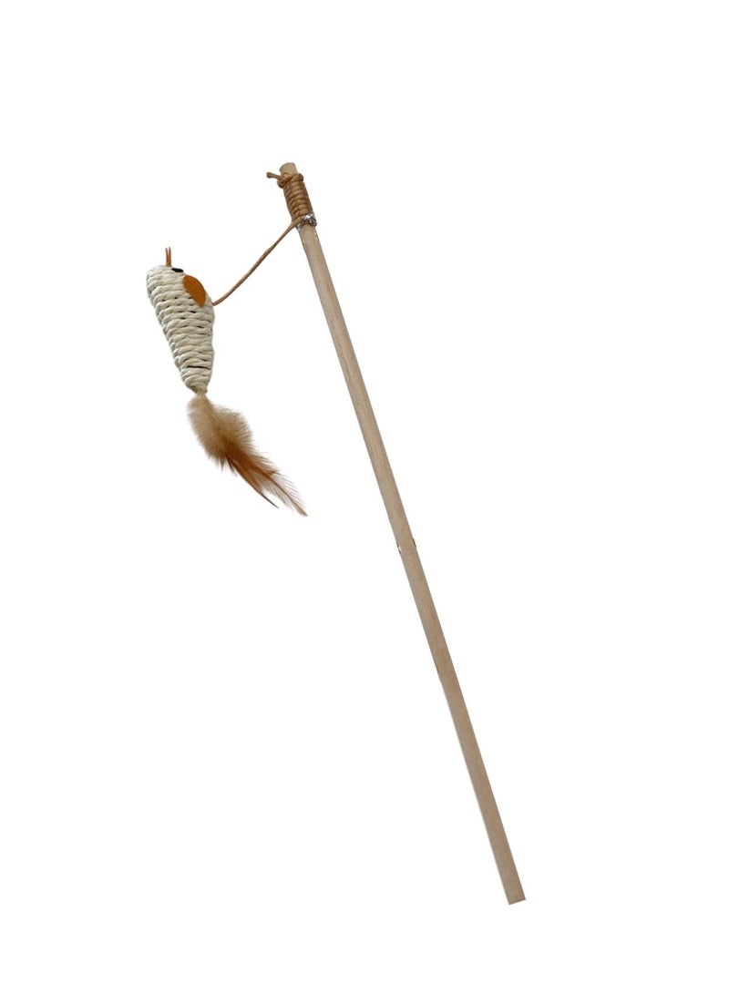 لعبة خشبية لتحفيز الحيوانات الأليفة مع صينية وعصا تفاعلية من الريش