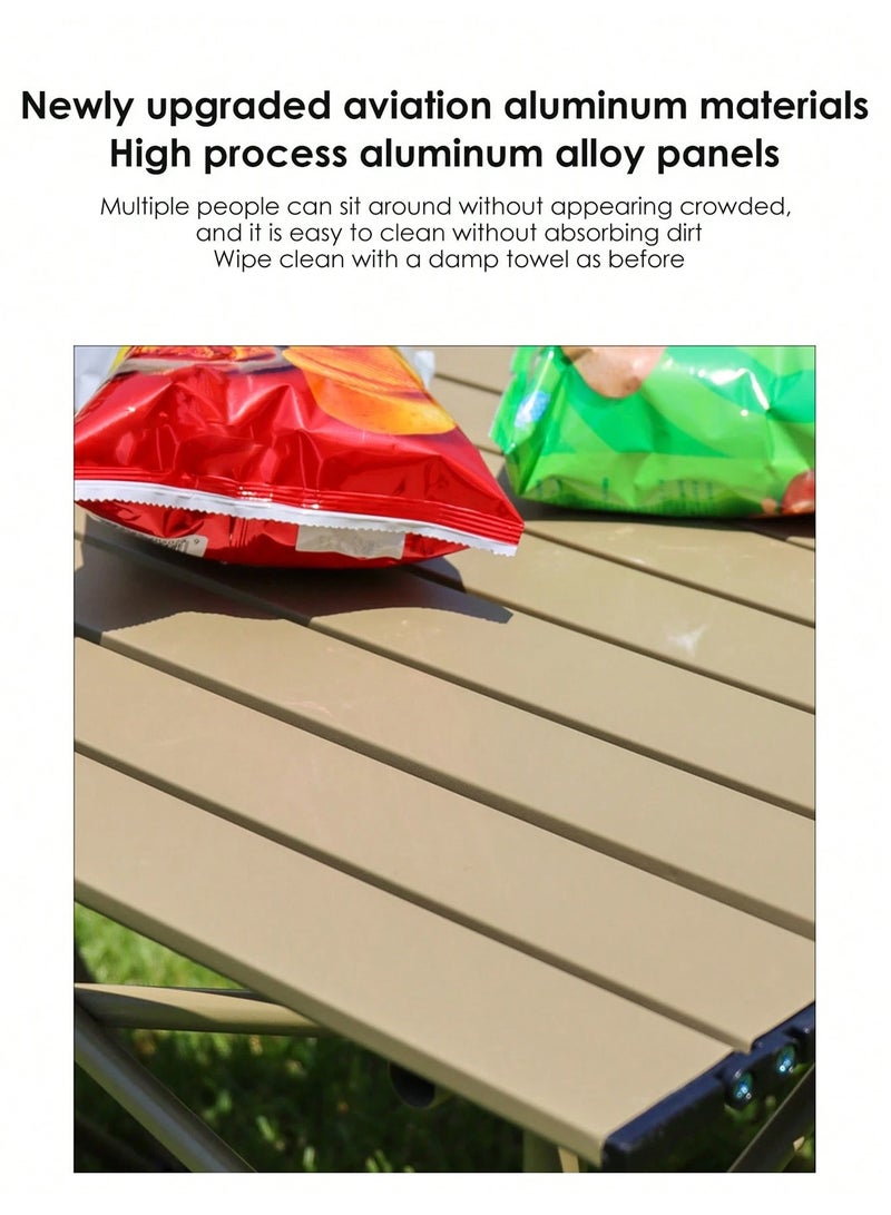 تايمي طاولة قابلة للطي من الألومنيوم مع حقيبة حمل للأستخدام الداخلي والخارجي، طاولة محمولة للحديقة والفناء والشاطئ والتخييم والكشتات والرحلات البرية، لون بيج - 62x55x120 سم - Image 5