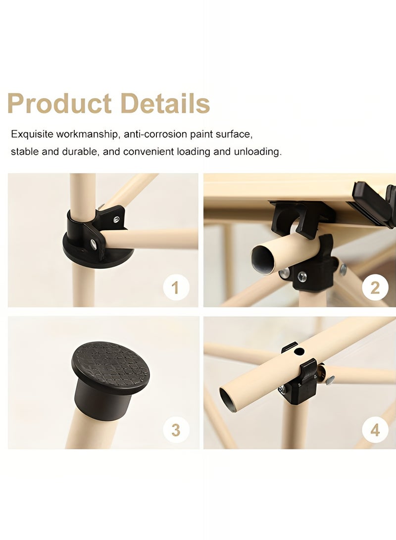 تايمي طاولة قابلة للطي من الألومنيوم مع حقيبة حمل للأستخدام الداخلي والخارجي، طاولة محمولة للحديقة والفناء والشاطئ والتخييم والكشتات والرحلات البرية، لون بيج - 62x55x120 سم - Image 4