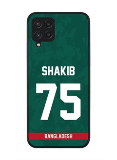 Rugged Black Edge Case for Samsung Galaxy A22 (LTE / 4G) , Slim fit Soft Case Flexible thin Cover - Player Name - Shakib Al Hasan, Jersey Number- 75