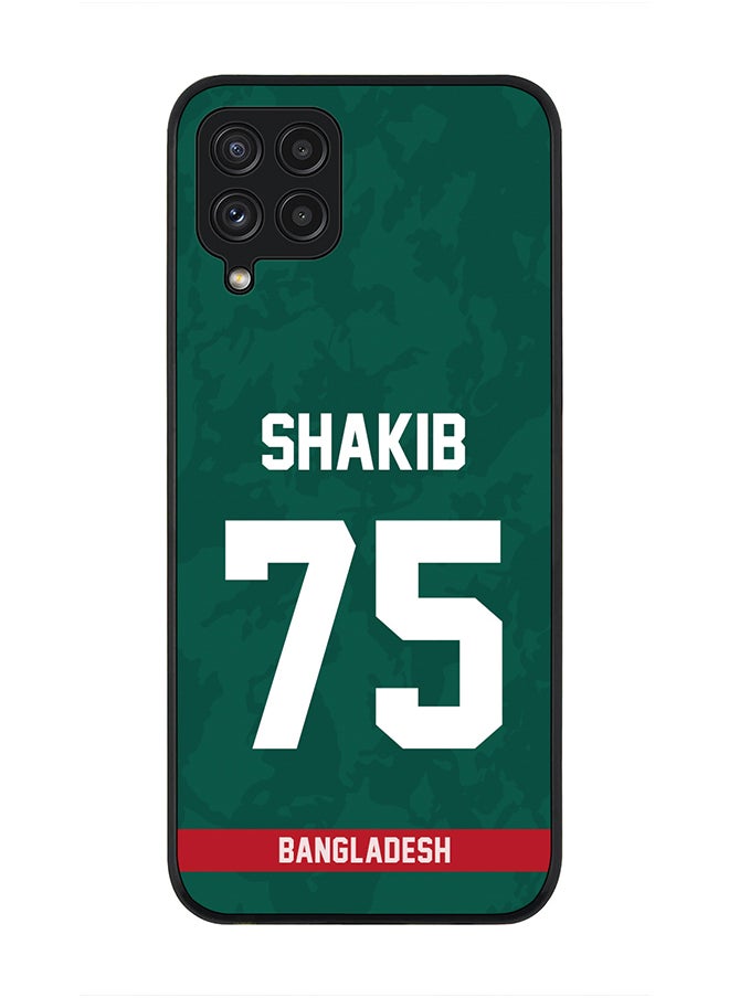 Stylizedd - Rugged Black Edge Case for Samsung Galaxy A22 (LTE / 4G) , Slim fit Soft Case Flexible thin Cover - Player Name - Shakib Al Hasan, Jersey Number- 75 - Image 1