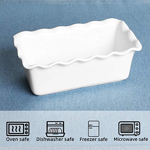HAOTOP Porcelain Nonstick Baking Bread Loaf Pan, 8.5 x 5 Inch, White - Image 2