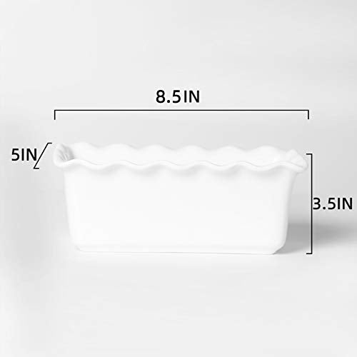 HAOTOP Porcelain Nonstick Baking Bread Loaf Pan, 8.5 x 5 Inch, White - Image 3