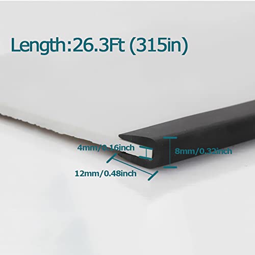 Tintvent Rubber Edge Trim Black, U Channel PVC Plastic Seal, Metal Edge Protector Fit for 0.16", 26Ft (315in) - Image 2