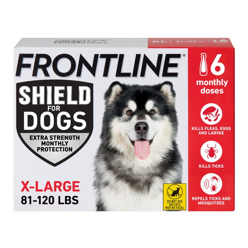 FRONTLINE Shield Flea & Tick Treatment for X-Large Dogs 81-120 lbs. Count of 6 - Image 1