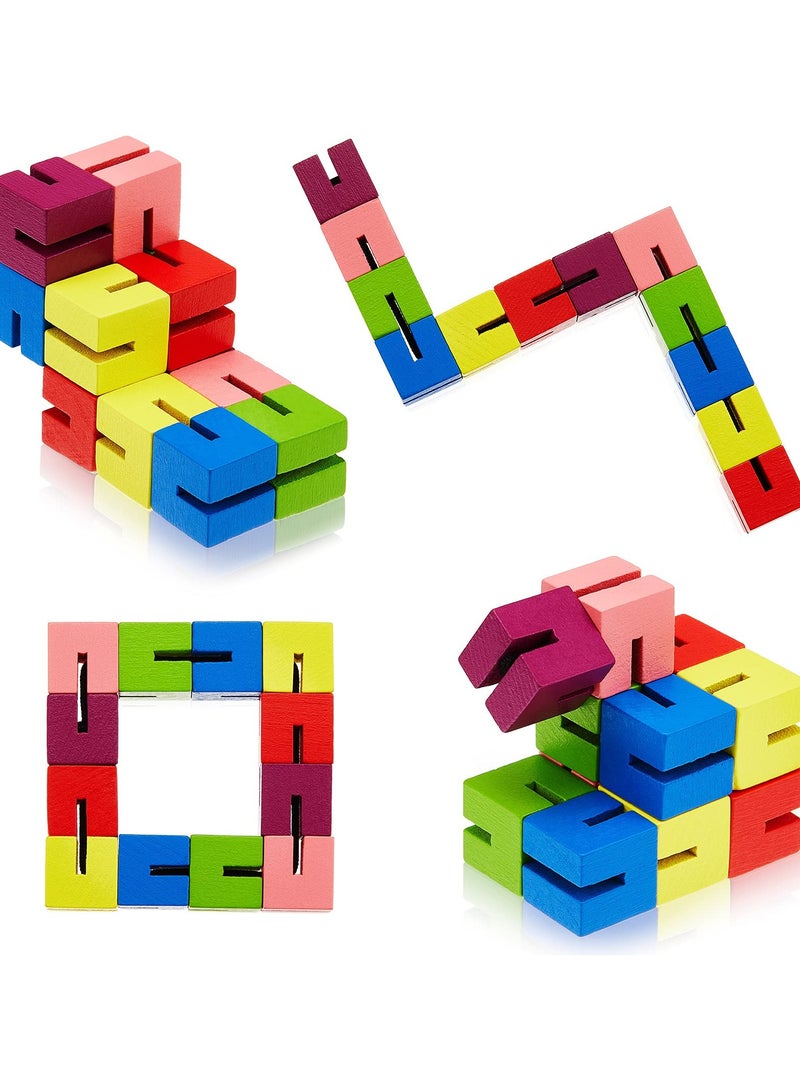 شابية 6 قطع من مكعبات اللف الخشبية للألعاب الحسية – ألعاب الألغاز للمراهقين، هدايا لتخفيف التوتر، هدايا حفلات للأولاد والبنات - Image 1