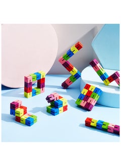 Chabeia 6 Pack Wooden Fidget Toy Twist Block Cubes – Sensory Puzzle Toys for Teens, Party Favors for Boys & Girls – Stress Relief Fidget Gifts  - Image 5