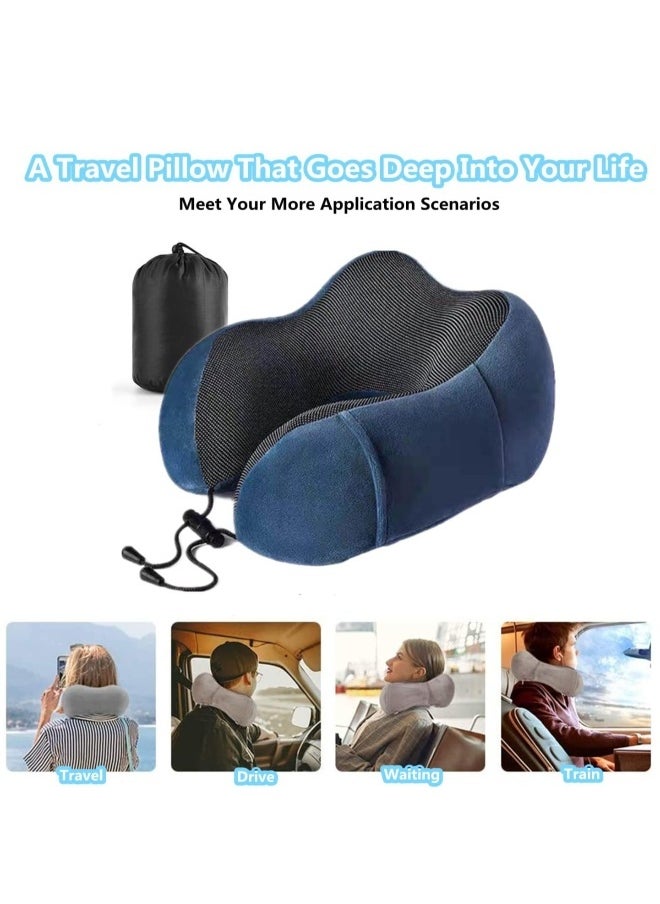 Travel Pillow Memory Foam Neck Pillow Airplane Neck Pillow Neck & Head Support Pillow with Storage Bag Suitable for Sleeping Rest（Blue) - pzsku/ZC019611457394EC1AEAFZ/45/_/1739176601/bc6b48d2-bd42-4ed0-810b-84e02d1b6d71