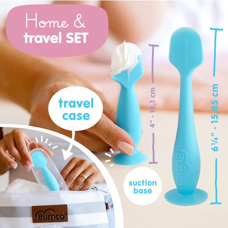 Baby Bum Brush Bumco Baby Bum Brush + Mini Diaper Cream Spatula with Case - BPA-Free Butt Spatula Baby, Soft Diaper Spatula, Baby Diaper Cream Applicator, Mom-Invented Diaper Bag Essentials, Butt Spatula - Image 3