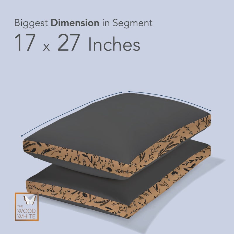 THE WOOD WHITE THE WOOD WHITE Soft Microfiber High Loft Pillow Set of 2 Sleep Well in 43 x 69 Cm with Printed Gusset of Extra 5 Cm Height for Neck Support and Soft Comfortable Sleep Grey Quill.  - Image 2