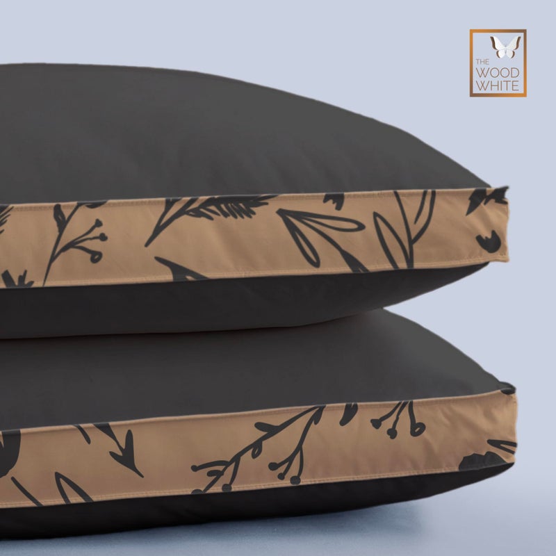 THE WOOD WHITE THE WOOD WHITE Soft Microfiber High Loft Pillow Set of 2 Sleep Well in 43 x 69 Cm with Printed Gusset of Extra 5 Cm Height for Neck Support and Soft Comfortable Sleep Grey Quill.  - Image 5