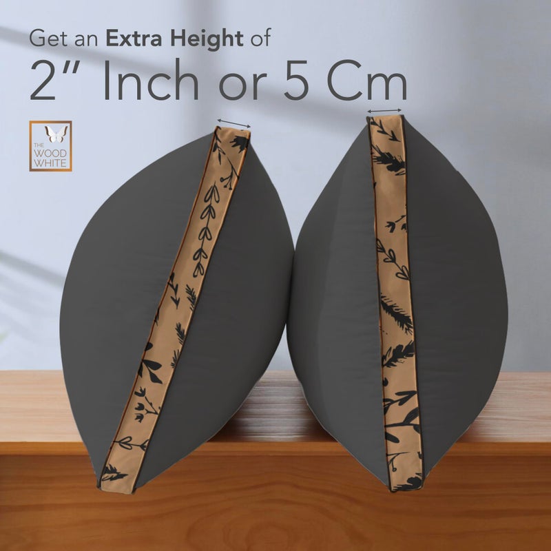 THE WOOD WHITE THE WOOD WHITE Soft Microfiber High Loft Pillow Set of 2 Sleep Well in 43 x 69 Cm with Printed Gusset of Extra 5 Cm Height for Neck Support and Soft Comfortable Sleep Grey Quill.  - Image 4