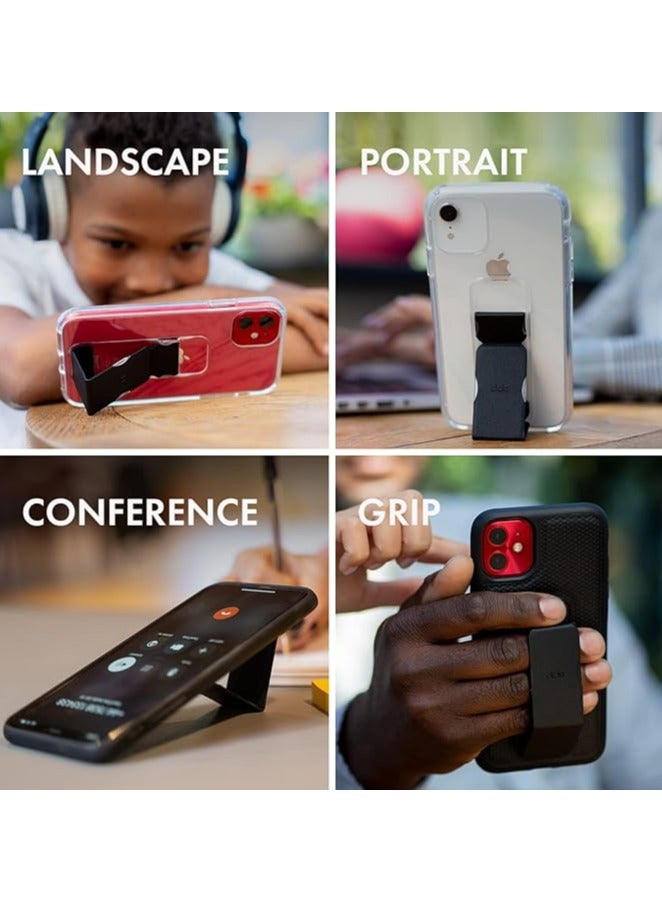 MYK Clear Case Compatible with iPhone 15 pro max 6.7 inch, Cell Phone Grip and Expanding Stand, Shockproof Cover with Grip Holder, Raised Edges for Screen Protection, Saffiano Black - Image 4