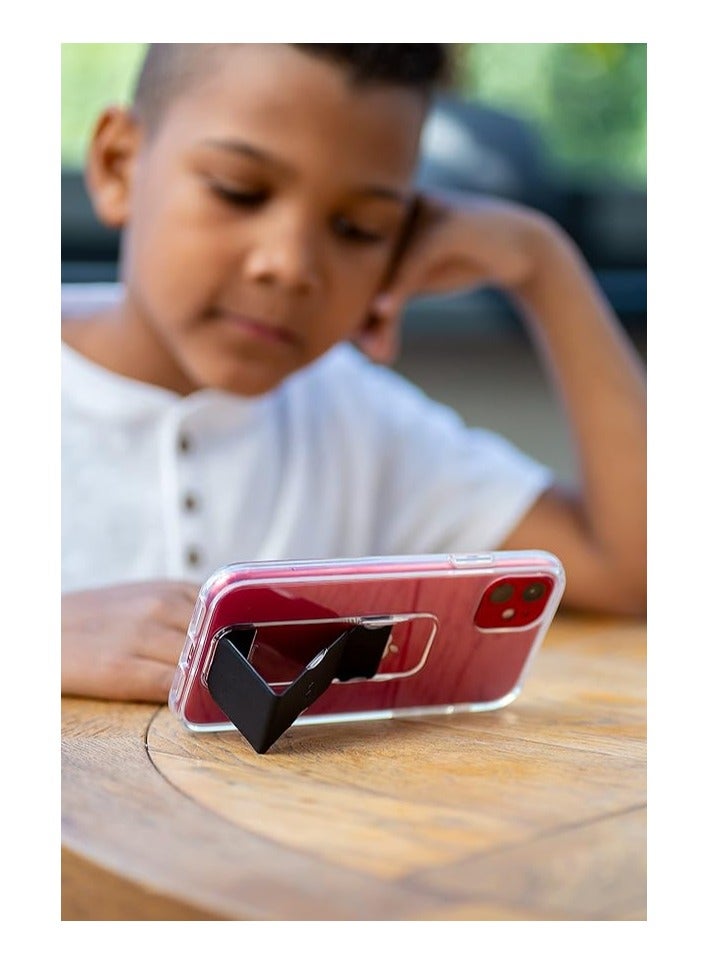 MYK Clear Case Compatible with iPhone 15 pro max 6.7 inch, Cell Phone Grip and Expanding Stand, Shockproof Cover with Grip Holder, Raised Edges for Screen Protection, Saffiano Black - Image 5