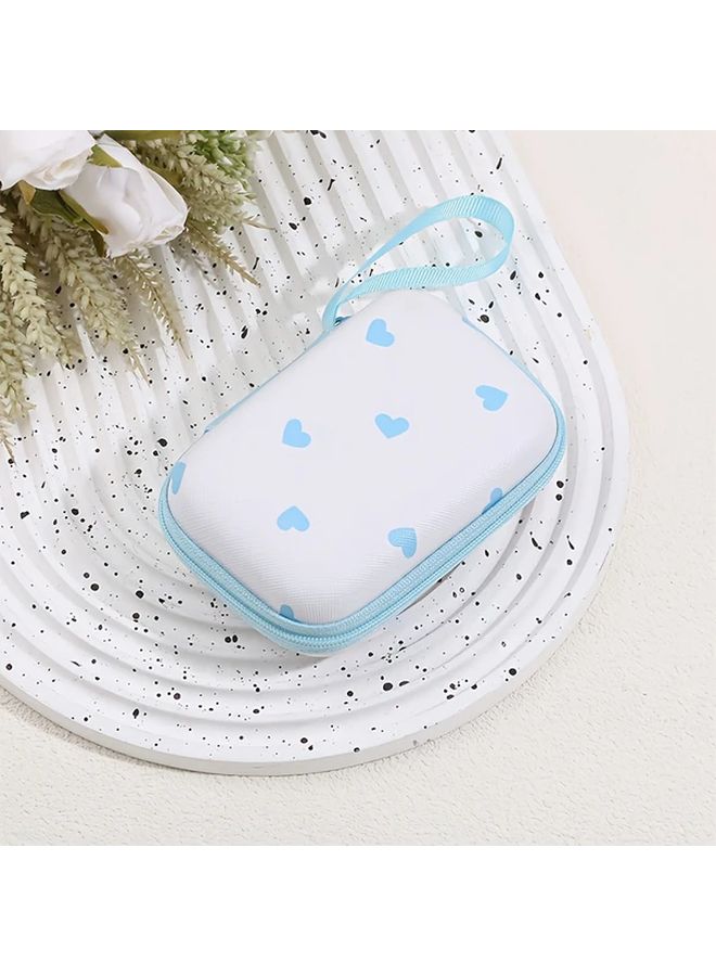 Blue Heart Hard Shell Zipper Organizer Case For Cables Chargers Keys Small Items - Image 1