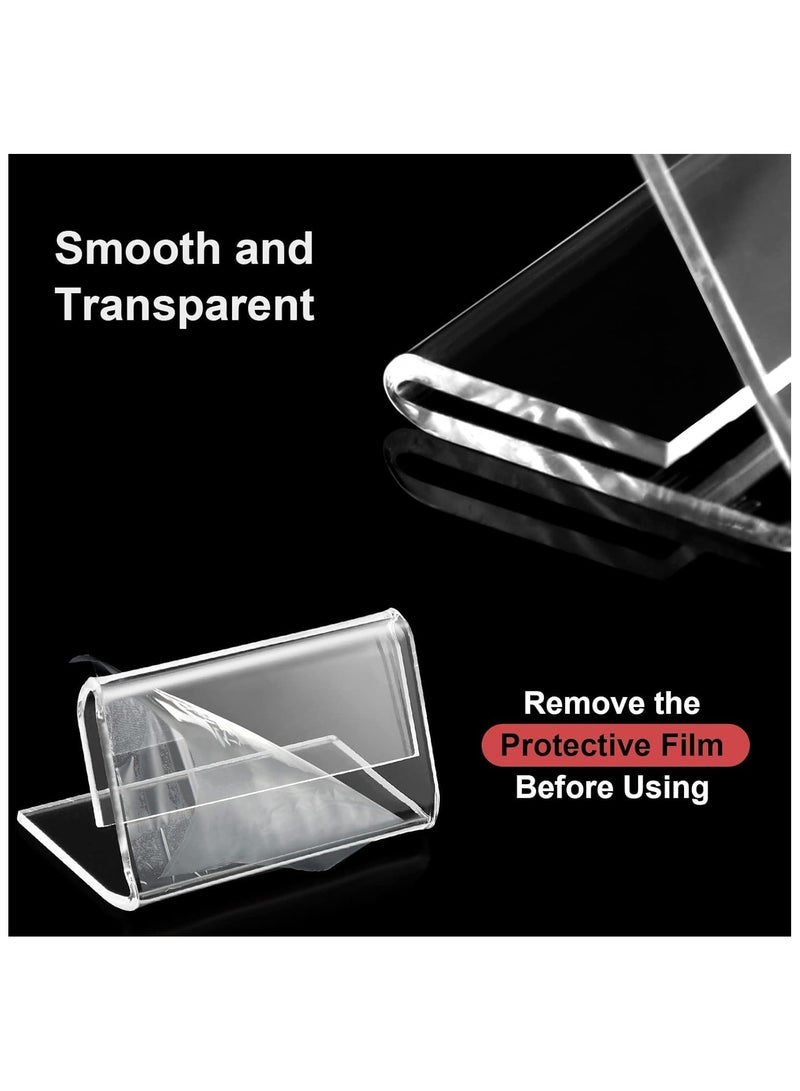 Slasa SLASA 20 Pack Acrylic Sign Display Holders 3.1 x 1.9 Inch – L-Shaped Clear Plastic Label Holders with Blank Inserts – Horizontal Name Card Display Stand for Office, Store, Restaurant - Image 2