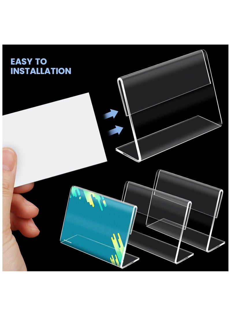 Slasa SLASA 20 Pack Acrylic Sign Display Holders 3.1 x 1.9 Inch – L-Shaped Clear Plastic Label Holders with Blank Inserts – Horizontal Name Card Display Stand for Office, Store, Restaurant - Image 3