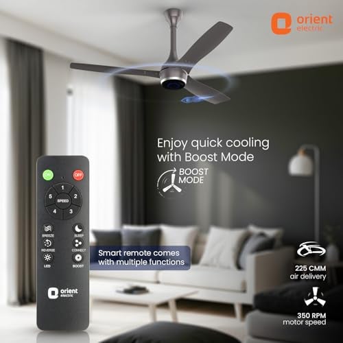 Orient Electric مروحة سقف ذكية من أورينت الكهربائية بحجم 1200 مم Aeon VC BLDC الجديدة للمنزل | تصنيف 5 نجوم من BEE | مزودة بتقنية IOT وتحكم عن بُعد | دوران ثنائي الاتجاه | ضمان 5 سنوات من أورينت | رمادي ماجما - Image 2