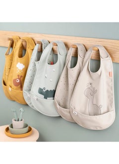 done by deer Bib w/Velcro 2-Pack, Croco Green - Waterproof, easy to clean, with pocket for messy eaters - perfect for mealtime at home or on-the-go!  - Image 4