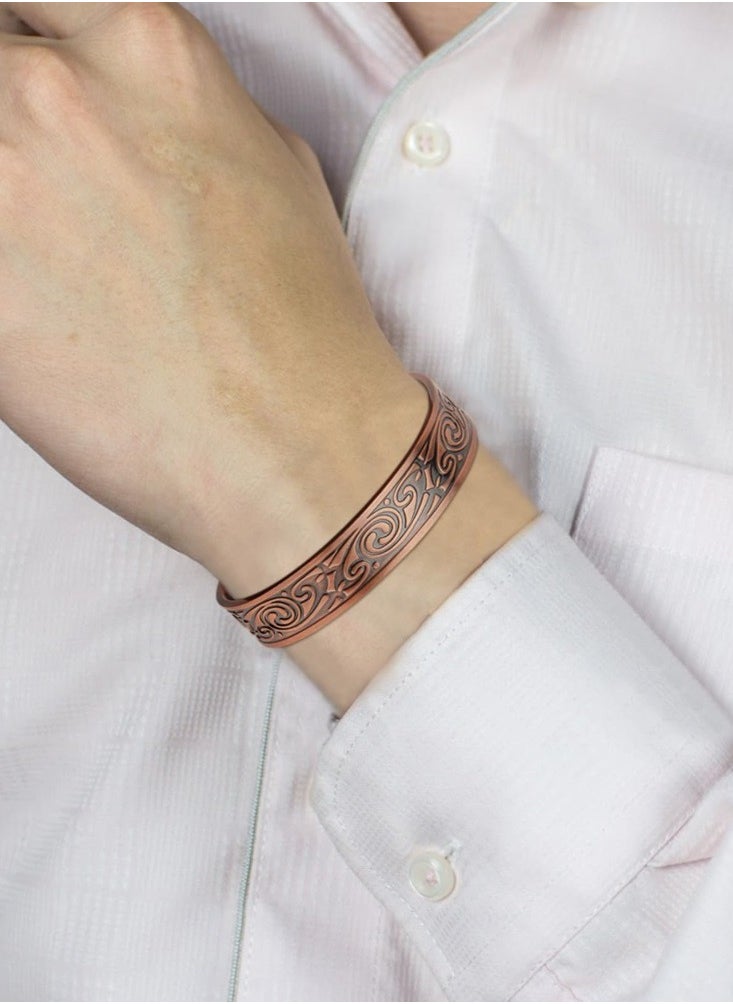 Pure Copper Adjustable Cuff Bracelet with Classic Spiral Pattern and Magnets - pzsku/ZC0198AEA7398A50D6F82Z/45/_/1730811466/e9209f64-8680-4580-8271-c376b5406a05