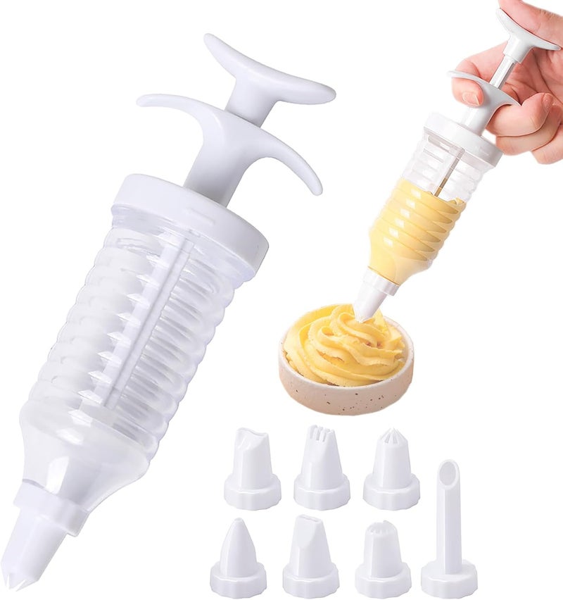 Suuker Cake Decorating Gun, Cupcake Icing Piping Kit, Cake Decorating Kit with 8 Piping Tips, Cupcake Injector/Decorating Icing Set, White - Image 1