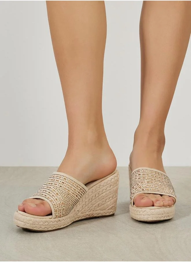 ستايلي Embellished Strap Espadrille Wedge Sandals