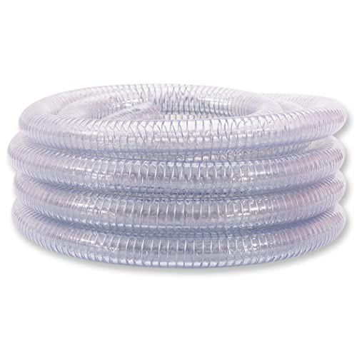 DAVCO 1/2" ID x 10 ft PVC Reinforced Tubing With Spiral Steel Wire, High Pressure Flexible Vinyl Hose Heavy Duty Clear Suction Tube,Non-Toxic, Vacuum Dust Collection Pipe - Image 2