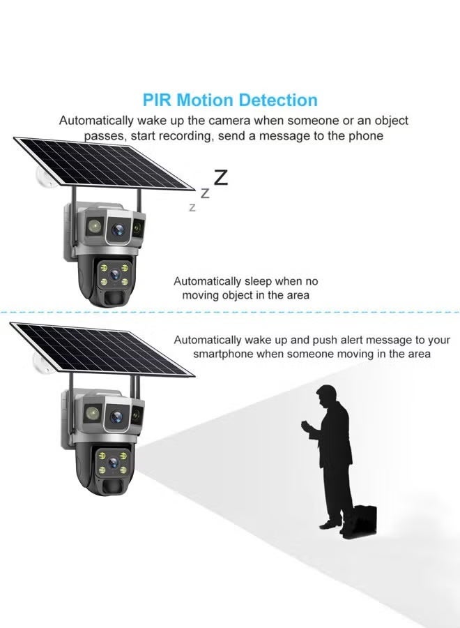 TIGER 3-Screen Dual Lens 360° Security Camera with 4G Wireless Network, Solar Powered Indoor & Outdoor Monitoring Camera, Night Vision, Mobile Phone Remote Access - Image 4