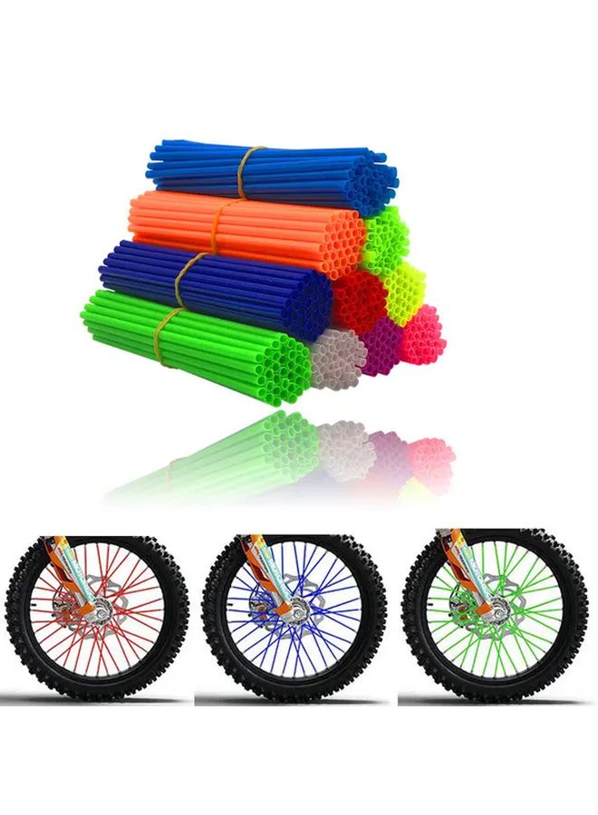 Orange 72PC Universal Motocross Dirt Bike Off Road Wheel Rim Spoke Covers - Image 1