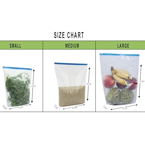 TRILLIUM Multipurpose Slider Storage Bags | 15 Large Bags | Reusable and Reclosable | Material Plastic | Leak- Proof | 100 Micron thick Food Grade | Microwave Safe (L-15) - Image 3