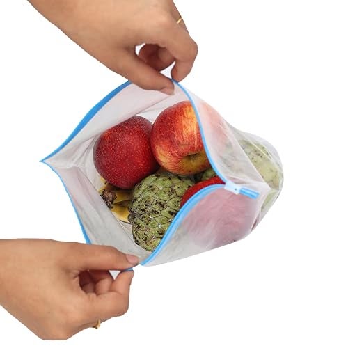 TRILLIUM Multipurpose Slider Storage Bags | 15 Large Bags | Reusable and Reclosable | Material Plastic | Leak- Proof | 100 Micron thick Food Grade | Microwave Safe (L-15) - Image 4