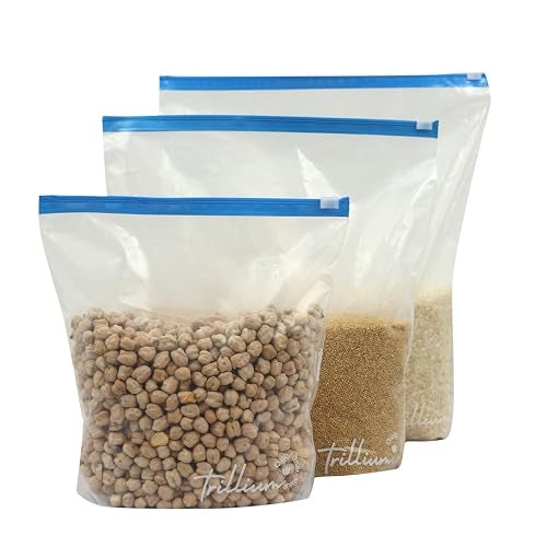 TRILLIUM Multipurpose Slider Storage Bags | 15 Large Bags | Reusable and Reclosable | Material Plastic | Leak- Proof | 100 Micron thick Food Grade | Microwave Safe (L-15) - Image 1