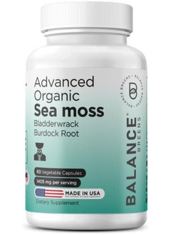 Balancebreens Organic Irish Sea Moss Capsules - 60 Pure SeaMoss, Bladderwrack & Burdock Root Supplement, Immune Booster, Digestive Gut Health, Healthy Skin Detox and Joints Support