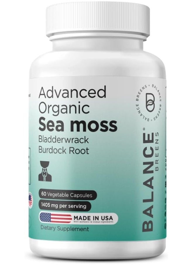 Balancebreens - Balancebreens Organic Irish Sea Moss Capsules - 60 Pure SeaMoss, Bladderwrack & Burdock Root Supplement, Immune Booster, Digestive Gut Health, Healthy Skin Detox and Joints Support - Image 1