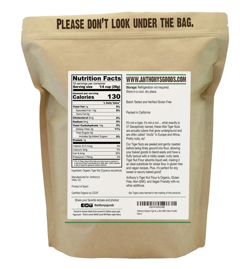 Anthony's Organic Tiger Nut Flour, 1 lb, Gluten Free, Non GMO, Paleo Friendly - Image 2