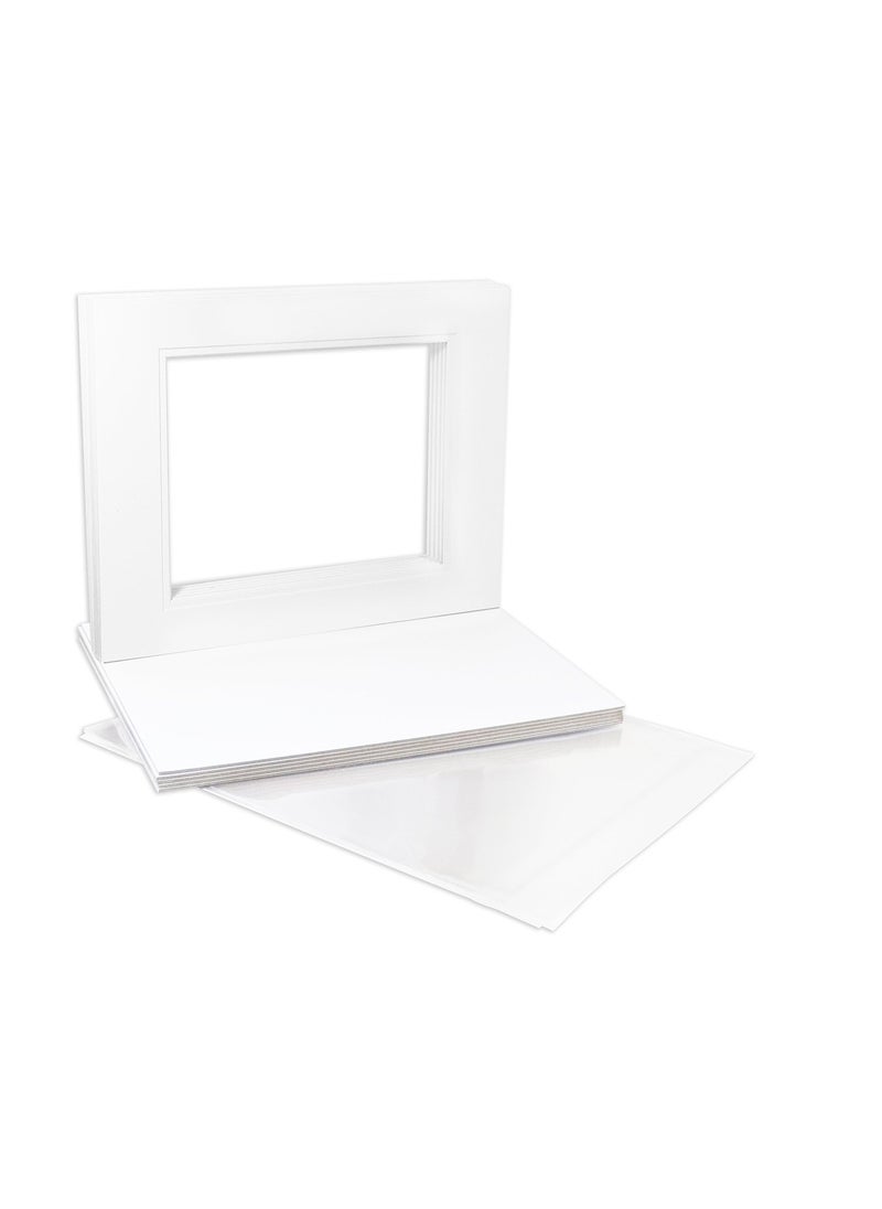 Golden State Art Pack of 10 16x20 WhiteWhite Double Mats Mattes with White Core Bevel Cut for 11x14 Photo  Backing  Bags 