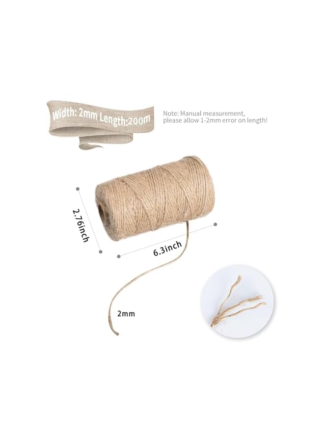 The Bros 656 Feet Jute Twine String,Twine String, 2mm Cotton Butchers Twine String, For Gift Wrapping Craft Plant Garden Handmade Arts Decoration Packing String Home Decor  - Image 3