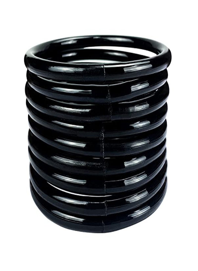 2023 PVC Silicone Tube Gold Foil Color Bracelets Jelly bangles Bracelet cross-border set of 9 Gold - Image 5