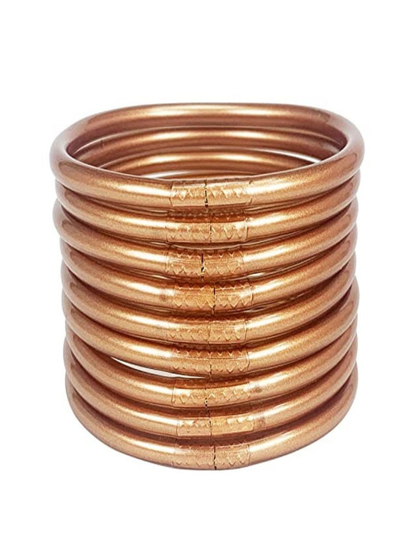 2023 PVC Silicone Tube Gold Foil Color Bracelets Jelly bangles Bracelet cross-border set of 9 Gold - Image 2