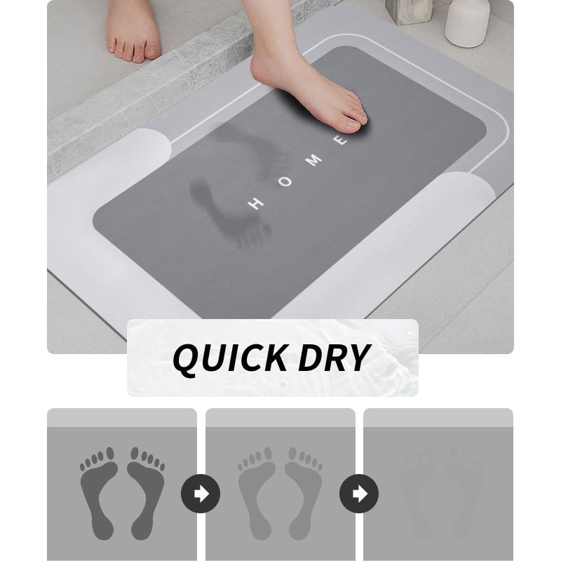 Housego 3PCS Absorbent Bath Mat Magic Rug Sets, Quick Drying Bath Mat Non-Slip Floor Rug Rubber Backed for Bathroom Kitchen Shower Sink (16.9''x23.6''+19.7''x23.6''+19.7''x31.9'', Light Gray) - Image 3