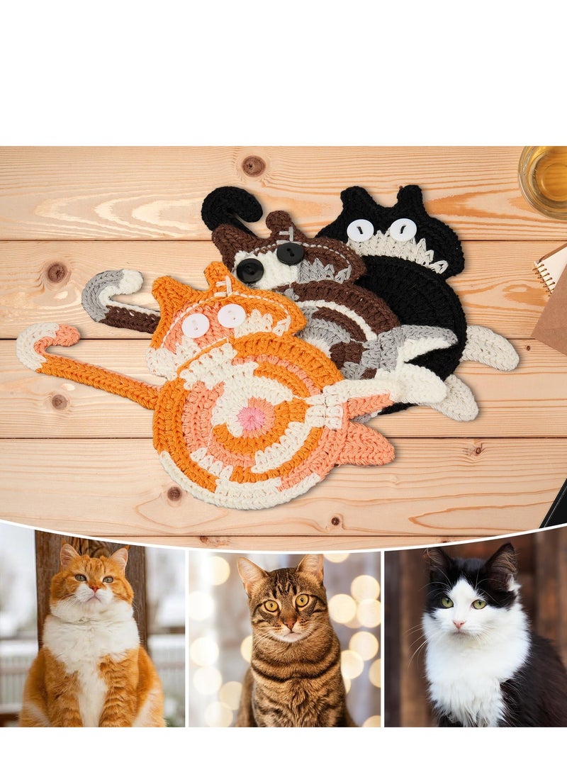 spa luxetique Drink Coaster | Cat Gifts for Cat Lovers,Fun Woven Creative Coasters,Cute Coffee Coaster for Home Decor Tabletop Protection Suitable for Kinds Cups (3PC)  - Image 3
