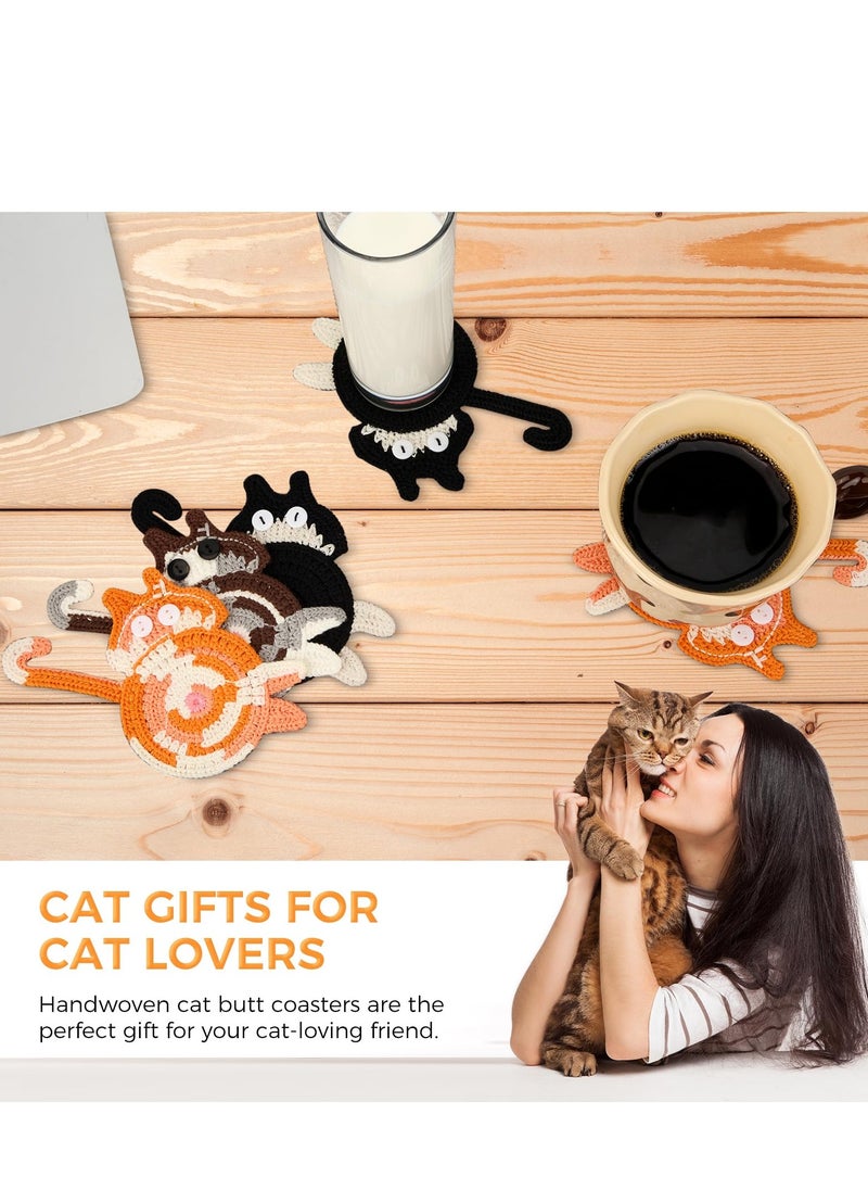 spa luxetique Drink Coaster | Cat Gifts for Cat Lovers,Fun Woven Creative Coasters,Cute Coffee Coaster for Home Decor Tabletop Protection Suitable for Kinds Cups (3PC)  - Image 4